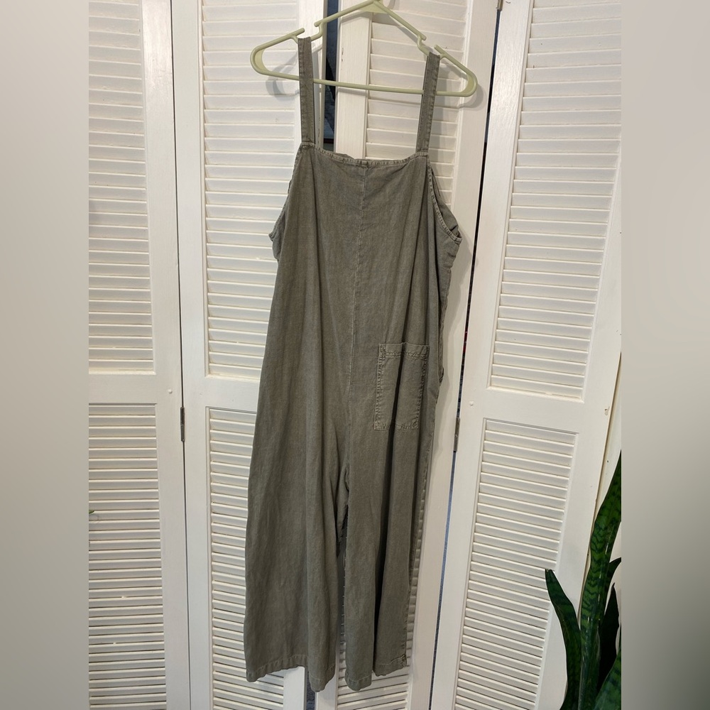 Universal Thread Linen Overalls (Green & Brown)